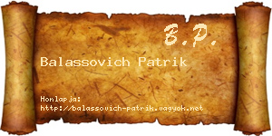 Balassovich Patrik névjegykártya
